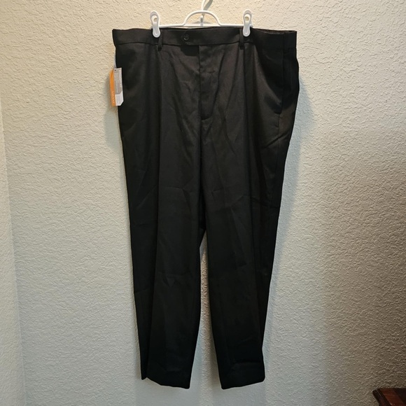 Savane Mens 44X28 Sharkskin‎ Black Straight Fit Dress Pants No Iron Performance - Picture 1 of 4